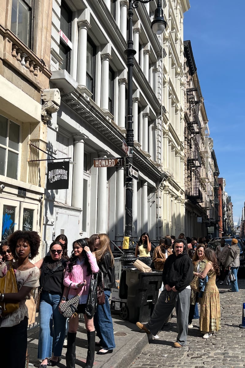 Shoppers wait in line to get into Vogue's Vintage Market, in collaboration with Ebay.