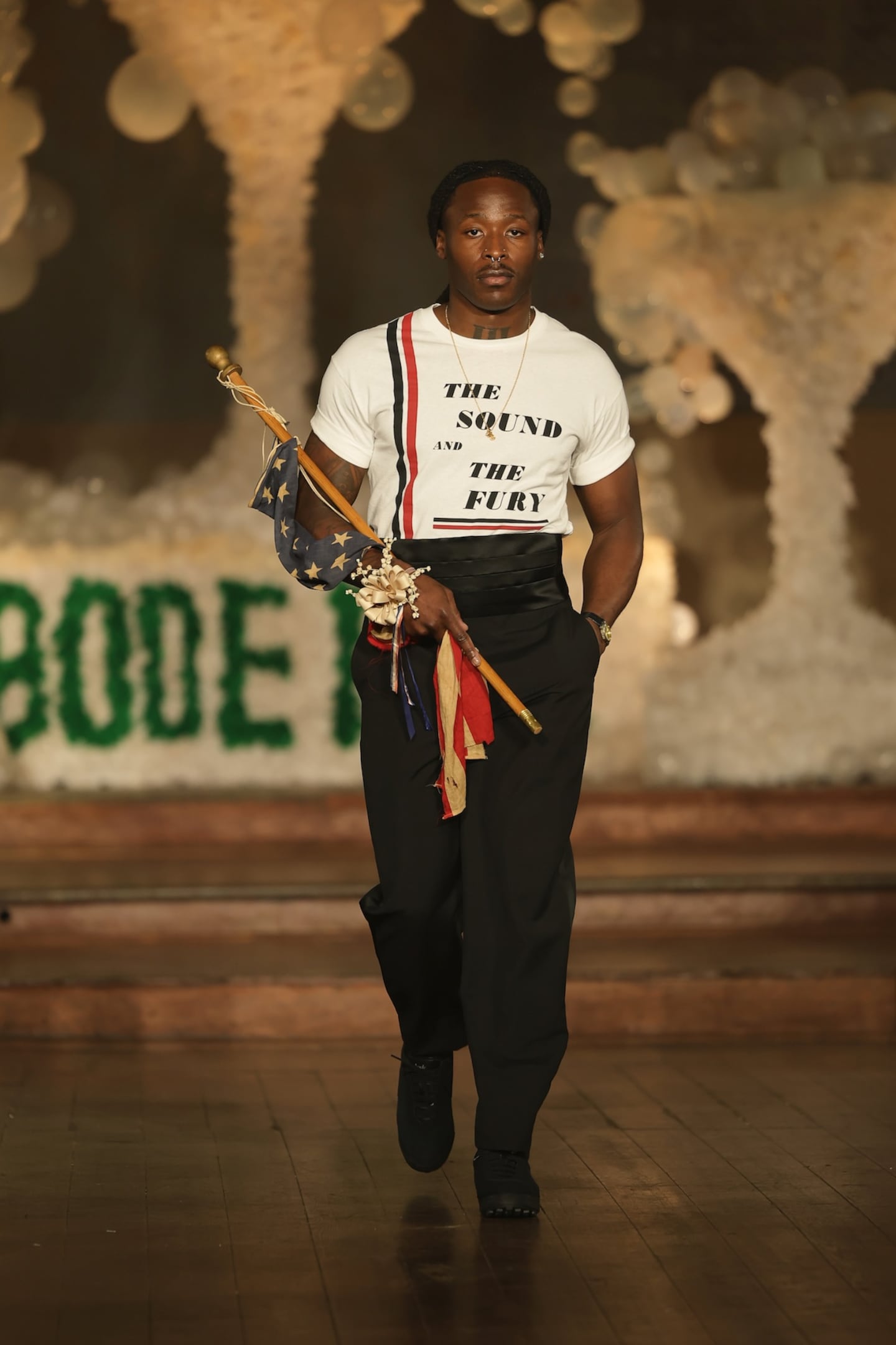 New Orleans Saints running back Alvin Kamara walking the runway for Bode Rec. at the first-ever "GQ Bowl." February 07, 2025 in New Orleans, Louisiana.