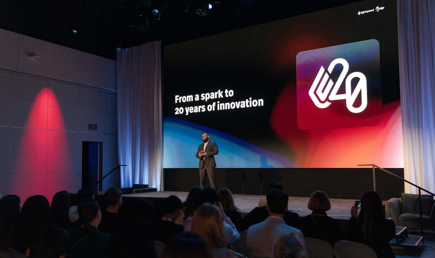 Lightspeed's founder and chief executive, Dax Dasilva, on stage at Lightspeed Edge in New York City.