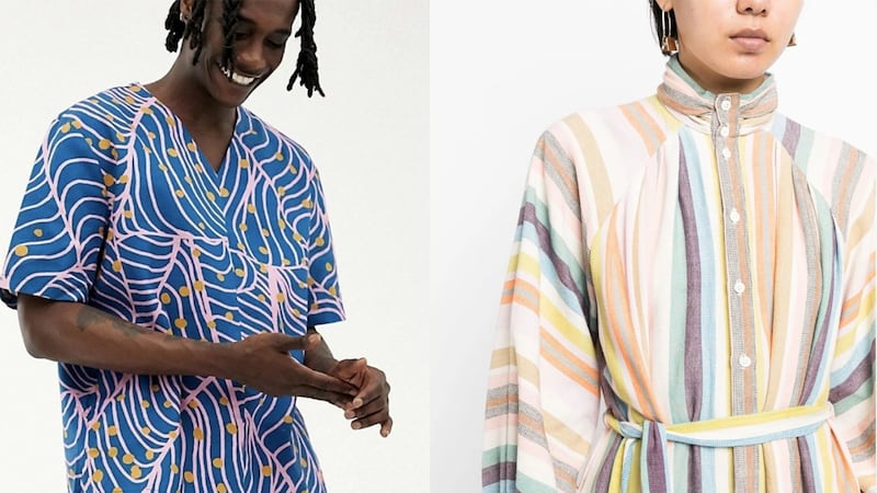 Clothing items supplied by Kenyan manufacturer Soko Kenya for British e-tailer Asos (L) and Australian brand Alemais (R).