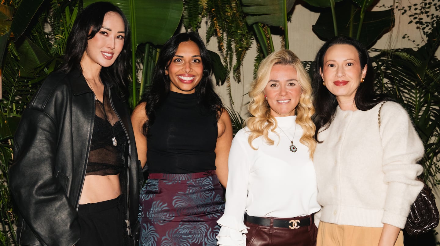 Chriselle Lim, founder and creative director of Phlur; Priya Rao, executive editor of The Business of Beauty; Melis del Rey, health and beauty general manager at Amazon US Stores; and at The Business of Beauty x Amazon Beauty community dinner in Los Angeles.