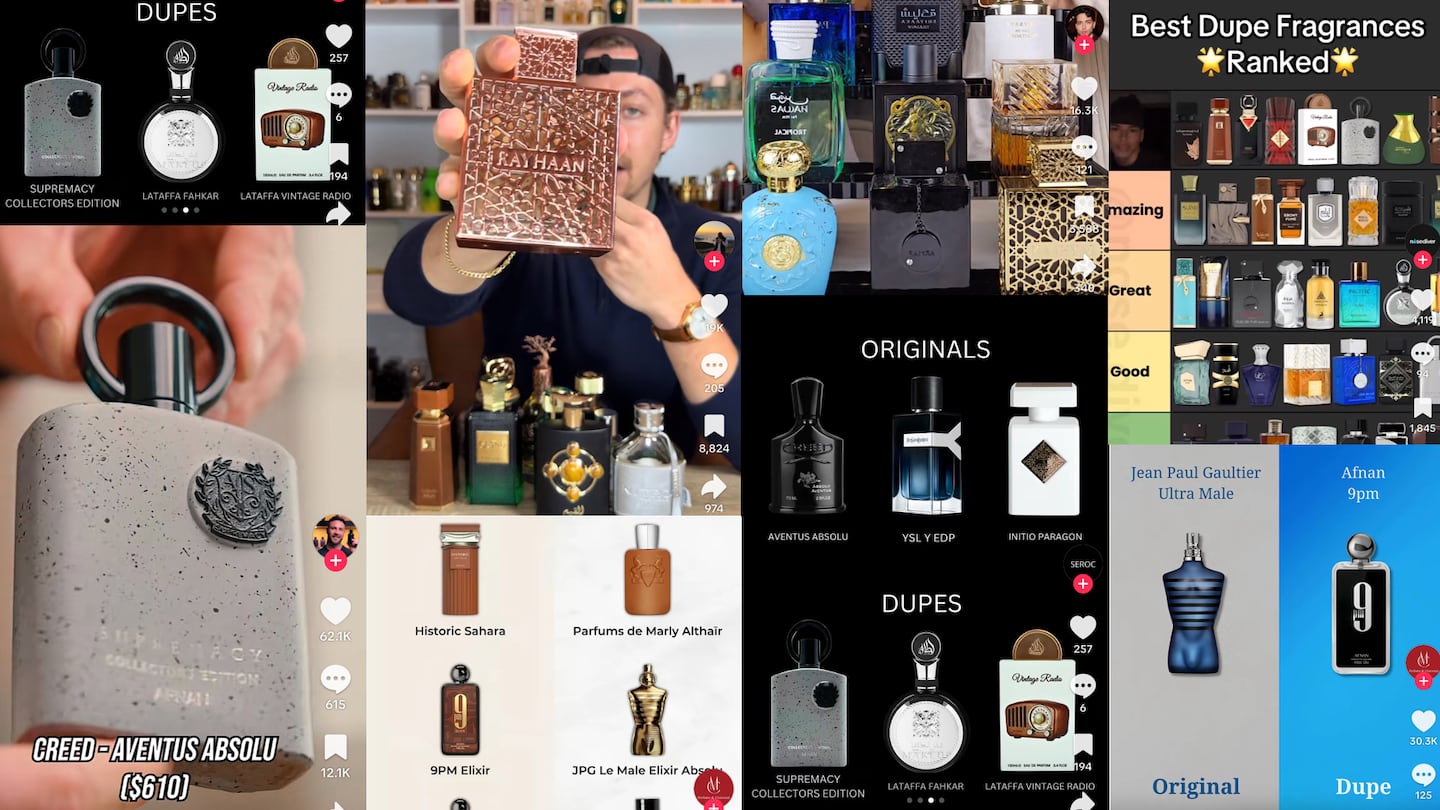 UAE fragrance brands have come to dominate TikTok posts about dupes by men's fragrance influencers.