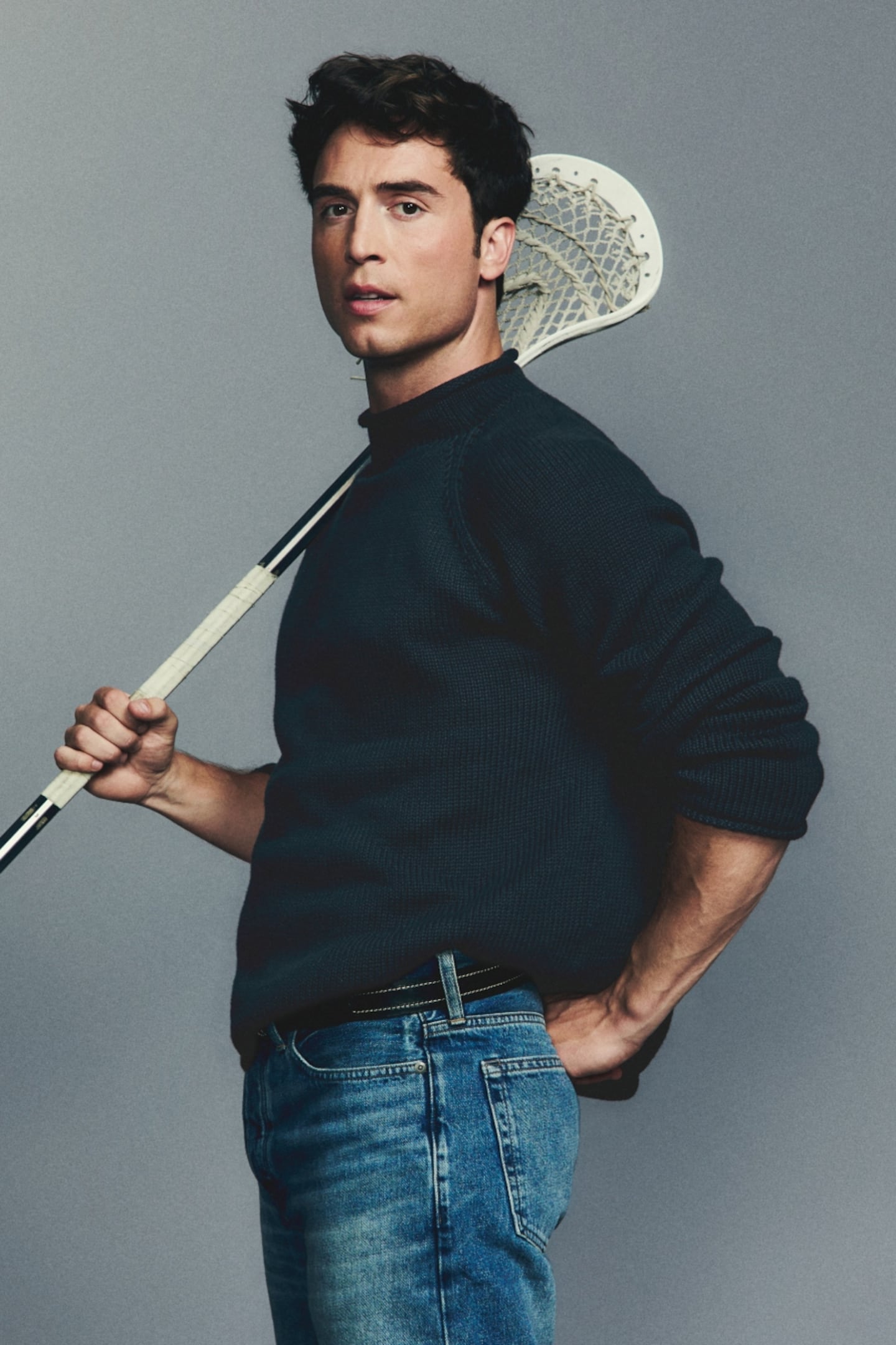 Comedian Benito Skinner starring in J.Crew's 2025 rollneck sweater campaign.